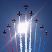 The Red Arrows performing before the British Grand Prix in 2018 (Photo: Mark Thompson/Getty Images)
