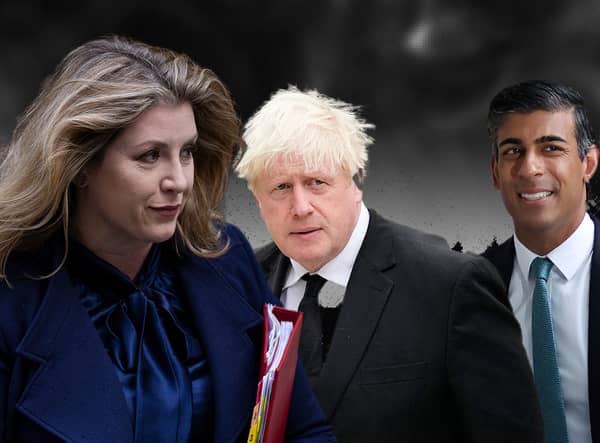 Boris Johnson (centre) is plotting an extraordinary comeback as prime minister but faces competition from Penny Mordaunt (left) and Rishi Sunak (right)
