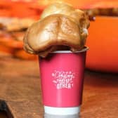 The Carvery Mock-a is a cup of gravy, served in a traditional red festive cup