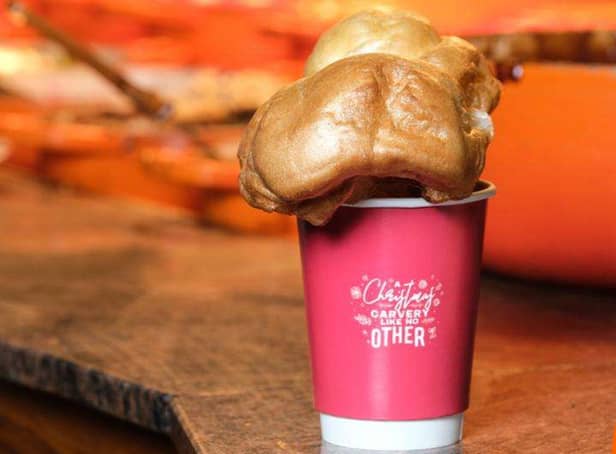 <p>The Carvery Mock-a is a cup of gravy, served in a traditional red festive cup</p>