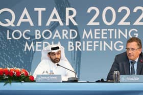 FIFA Secretary General (R) and Hassan al-Thawadi (L) took decision to move World Cup schedule in 2015