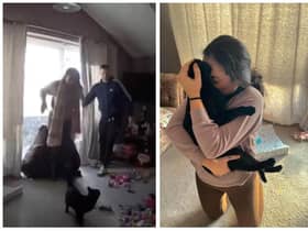 The moment Amanda Appleyard was reunited with her pet cat was caught on the family’s security cameras