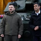 Prime Minister Rishi Sunak and Ukrainian President Volodymyr Zelensky visit a a military facility