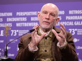 John Malkovich speaks during the "Seneca" press conference during the 73rd Berlinale International Film Festival Berlin