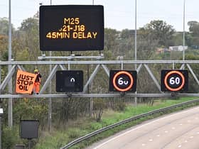 Just Stop Oil protests on overhead gantries brought traffic to a standstill on the M25 across four days in November 2022(Photo by Leon Neal/Getty Images)