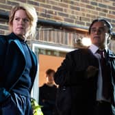 Sinéad Keenan as DCI Jessica James and Sanjeev Bhaskar as DI Sunny Khan in Unforgotten 