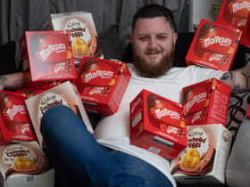 Ashley Kean, 29 of Castleford, West Yorkshire, lives on a diet of Easter egg chocolate all year round (SWNS)