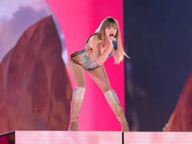 TOPSHOT - US singer-songwriter Taylor Swift performs onstage on the first night of her "Eras Tour" at AT&T Stadium in Arlington, Texas, on March 31, 2023. (Photo by SUZANNE CORDEIRO / AFP) (Photo by SUZANNE CORDEIRO/AFP via Getty Images)