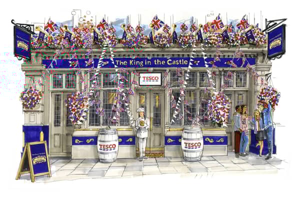 An illustration has been released of the new Tesco pub created to celebrate the coronation 
