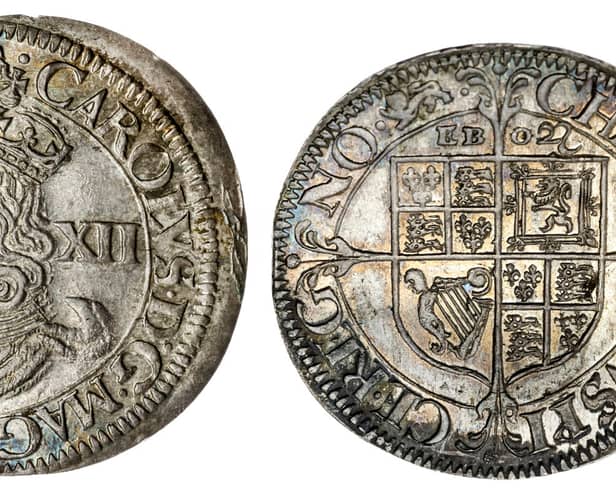 This King Charles I shilling struck during the English Civil War has sold for a world record £12,600. 