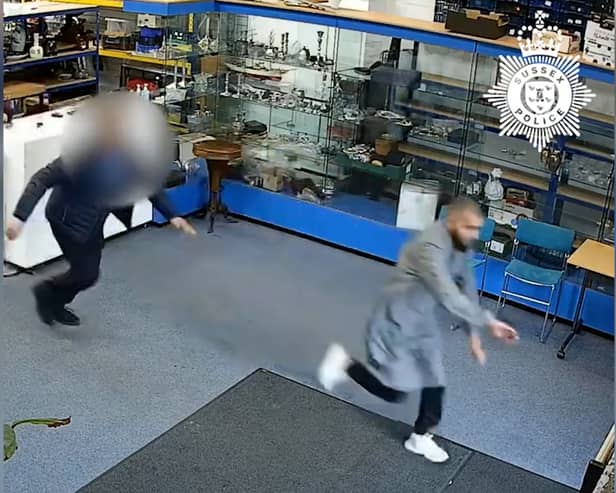 Thieves caught on camera robbing a jewellery store in East Sussex