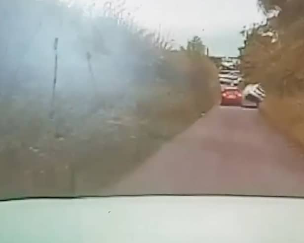 Watch the moment a wild country lane speed chase sends car airborne into 60mph flips 