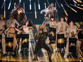 Sam Ryder, the UK Eurovision entrant in 2022, performs during the final of the Eurovision Song contest 2023.
