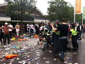 Police break up a fight during the UEFA Euro 2020 Championship Final between Italy and England at Wembley Stadium (Getty Images)