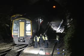 The scene near Fisherton Tunnel between Andover and Salisbury where a train heading to Bristol crashed