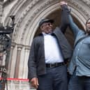 Paul Green (left) and Cleveland Davidson outside the Royal Courts of Justice in London, where the pair have had their convictions overturned by the Court of Appeal (Photo: PA)
