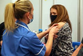 Around half a million 44-year-olds will receive a text inviting them to get their jab through the national booking service, NHS England said (Photo by Steve Parsons - WPA Pool/Getty Images)