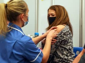 Around half a million 44-year-olds will receive a text inviting them to get their jab through the national booking service, NHS England said (Photo by Steve Parsons - WPA Pool/Getty Images)