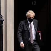 Prime Minister Boris Johnson leaves 10 Downing Street to attend the weekly Prime Ministers Questions in Parliament on April 21 (Photo by Dan Kitwood/Getty Images)