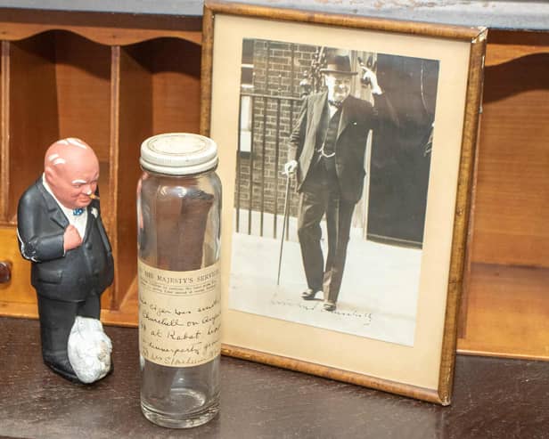 A cigar smoked by Sir Winston Churchill in wartime nearly 80 years ago has been found in a jar.