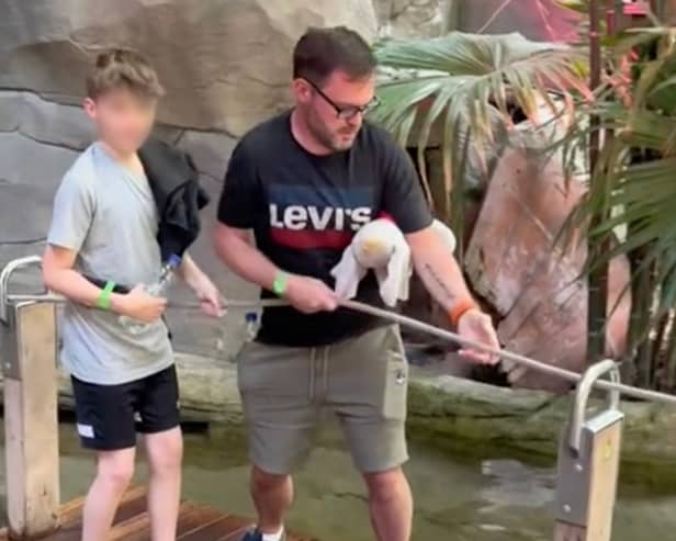 Rebecca’s partner and their kid at Centre Parcs in Belgium. 