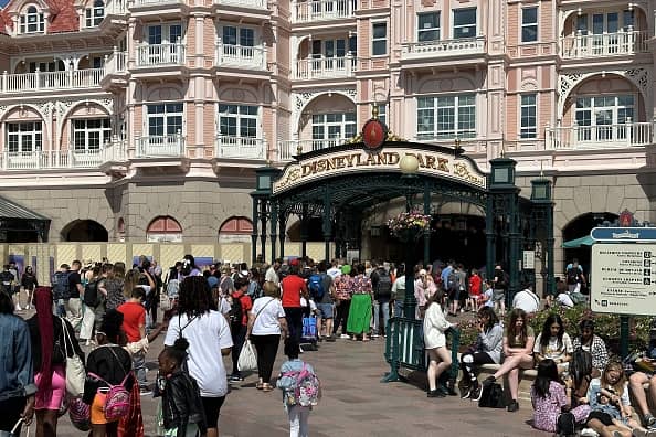A view of Paris Disneyland while the visitors are on long queues during the workers’ strike in Paris, France on May 30, 2023. (Photo by Mohamad Salaheldin Abdelg Alsayed/Anadolu Agency via Getty Images)
