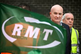 Secretary-General of the National Union of Rail, Maritime and Transport Workers (RMT) Mick Lynch said 20,000 rail workers have voted to strike for three days in July. (Photo by Leon Neal/Getty Images)