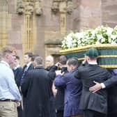 The family and friends of Barnaby Webber have attended his funeral service