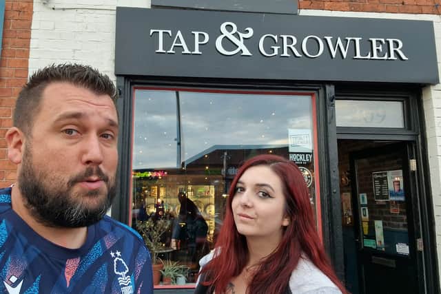 Dale Harvey and Holly Booth at the Tap & Growler - part of their mission to go to every British pub 