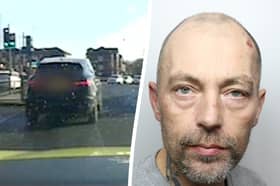 Car thief David Stephenson was chased by police after stealing vehicle with 89-year-old woman inside.