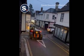 Thieves steal cash machine with forklift