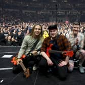 (L-R) Pete Wentz, Patrick Stump, Andy Hurley and Joe Trohman of Fall Out Boy at the 2024 iHeartRadio ALTer EGO Presented by Capital One at the Honda Center on January 13, 2024. The group are set to headline the main stage this Saturday at Download Festival 2024 (Credit: Getty Images)