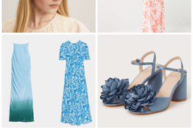 (From top left clockwise) Fascinator from LK Bennett; dress from Very; heels from Monsoon and dresses from Marks and Spencer