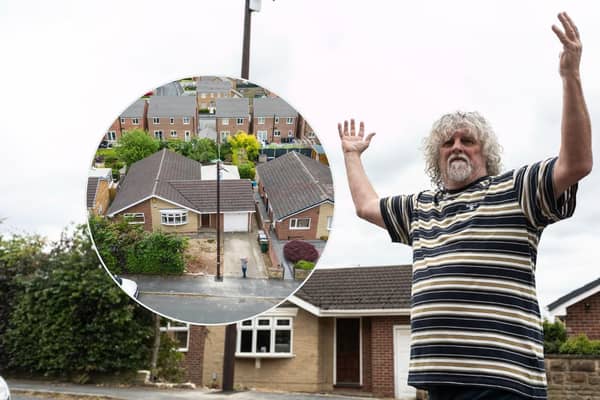 Philip Waller, 65, returned from a shopping trip last week to find that a broadband firm had erected the pole outside his house in Barnsley, South Yorks. Lee McLean/SWNS