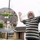 Philip Waller, 65, returned from a shopping trip last week to find that a broadband firm had erected the pole outside his house in Barnsley, South Yorks. Lee McLean/SWNS