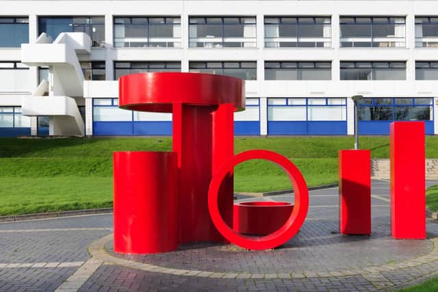 The sculpture 'Series of Shapes in Red', created by Bernard Schottlander in 1968, is based outside Warwick's Rootes Building (Photo: English Heritage/Heritage Images/Getty Images)