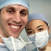 Stephen Bergin (L), 35, splits his time between operating on brains and consulting Grey's Anatomy's writers and actors.  