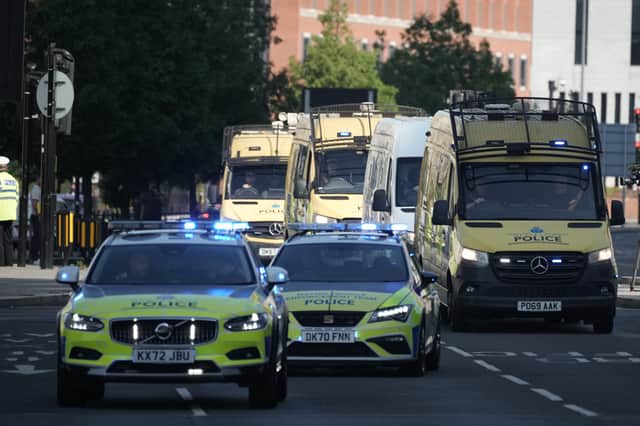 Teenager charged with the murders of three girls and the attempted murder of 10 others arrives at Liverpool Magistrates' Court on August 1, 2024.