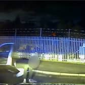 Man leads police on 12-minute chase before scrambling from car.