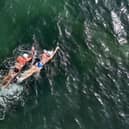 Gerrard Gosens, 54, trains in preparation for his channel crossing swim alongside guide swimmer.