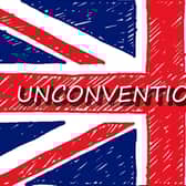 UK flag with Unconventional Brits title