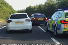 Dramatic footage shows reckless Audi driver get boxed in by police