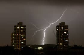 Lightning lit up London's skyline over the weekend