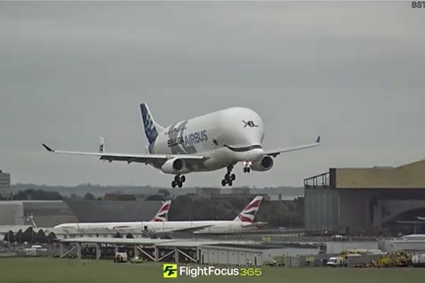 Airbus Beluga lands at Heathrow Airport on September 9 2024.