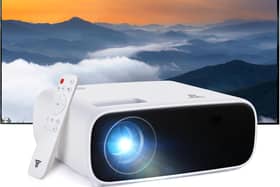 The mini projector can display on screens up to 300 inches