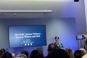 Jess Phillips MP speaking at The Rally Against Violence Towards Women and Girls at Labour conference.