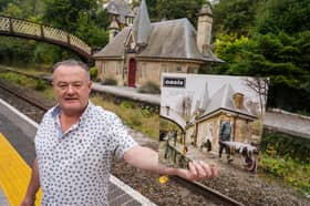 Tim Collis with his holiday cottage at Cromford Station, used as the location for the artwork for Some Might Say by Oasis.