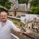 Tim Collis with his holiday cottage at Cromford Station, used as the location for the artwork for Some Might Say by Oasis.