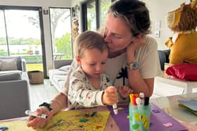 Annabel Fenwick Elliott and son Jasper in Mauritius.