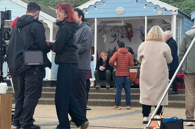 The filming took place outside a beach hut on Southwold seafront